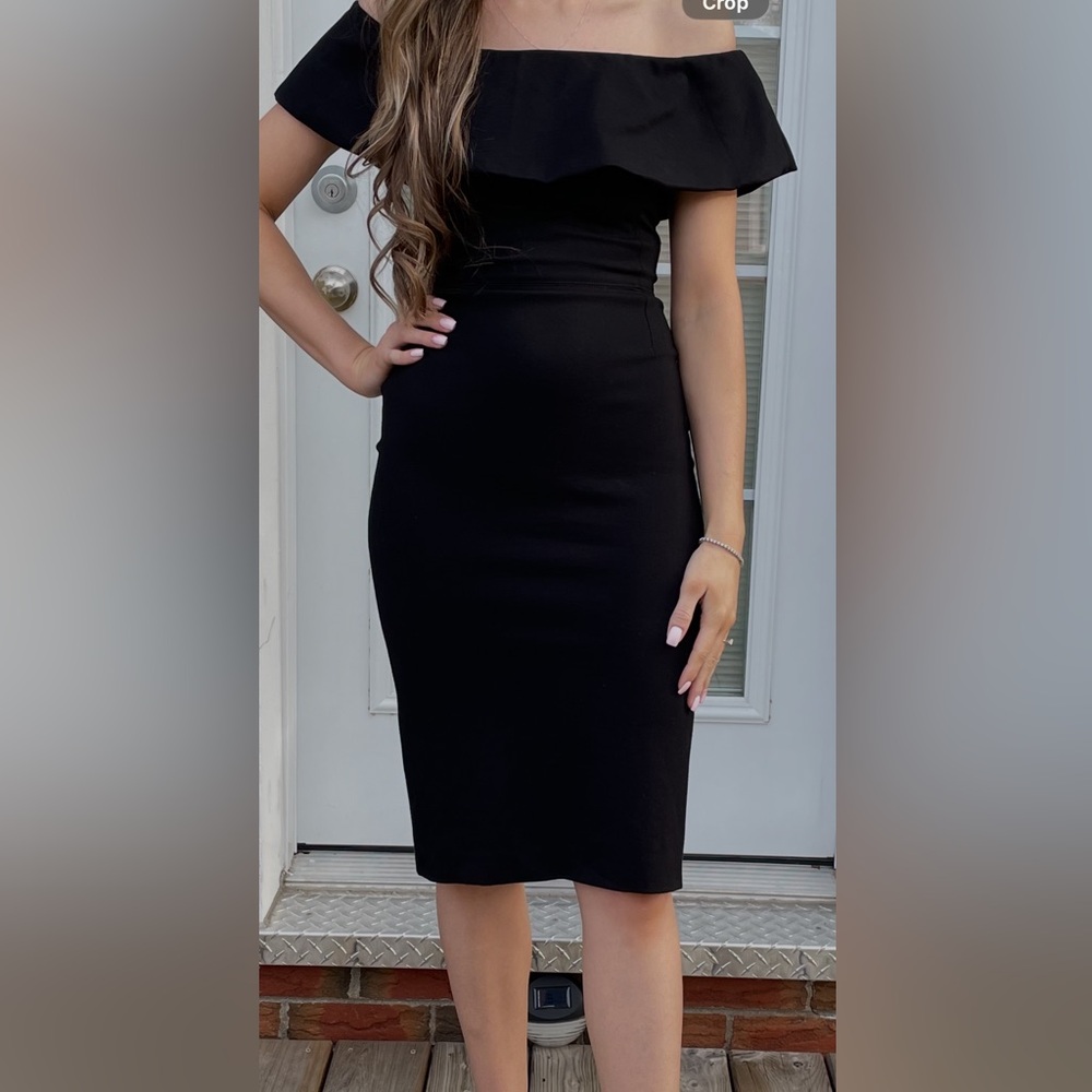 Babaton Ruslan Off Shoulder Black Dress